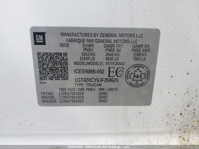 1GT42XCY6JF269625 GMC Sierra 3500hd Slt