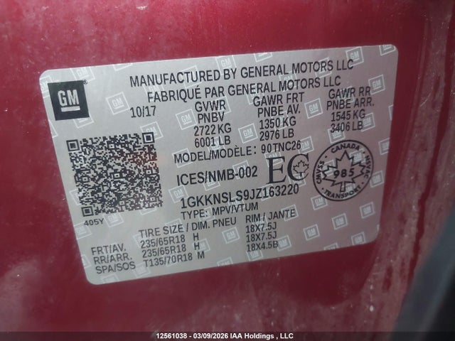 1GKKNSLS9JZ163220 GMC Acadia Sle-2