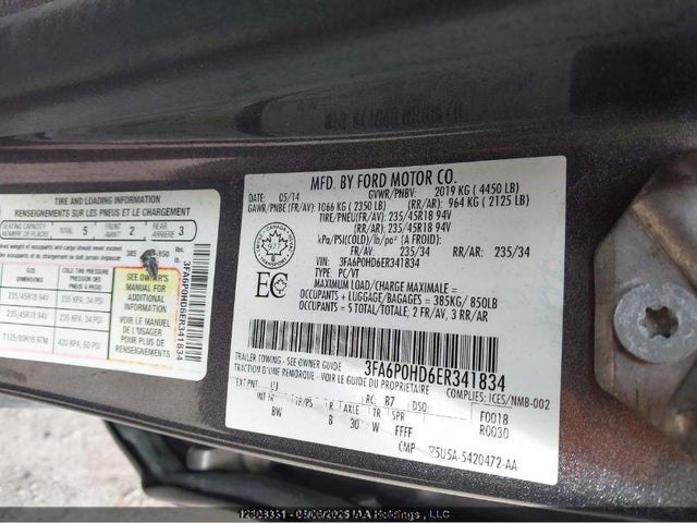 Продаж на аукціоні авто 2014 Ford Fusion Se, vin: 3FA6P0HD6ER341834, номер лоту: 12604335
