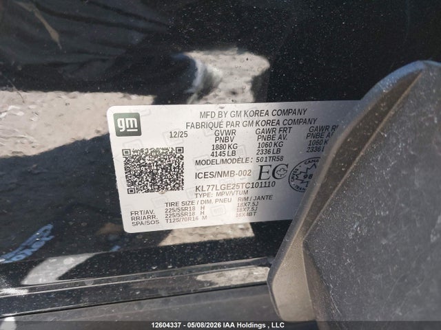 Продажа на аукционе авто 2026 Chevrolet Trax 1rs Fwd, vin: KL77LGE25TC101110, номер лота: 12604337