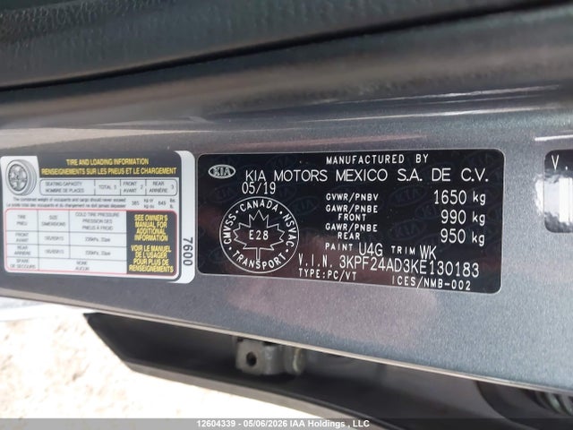 2019 Kia Forte Fe/lx/lxs მანქანა იყიდება აუქციონზე, vin: 3KPF24AD3KE130183, აუქციონის ნომერი: 12604339