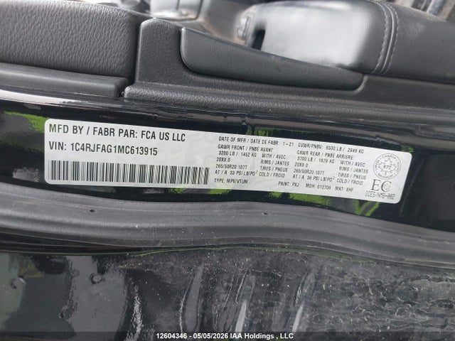 1C4RJFAG1MC613915 Jeep Grand Cherokee Altitude