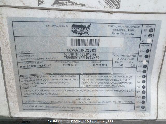 Wabash National Corp Trailer 2022 1JJV532D4NL283427 Image 10