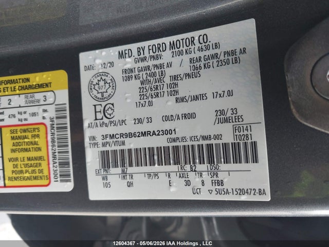 3FMCR9B62MRA23001 Ford Bronco Sport Big Bend