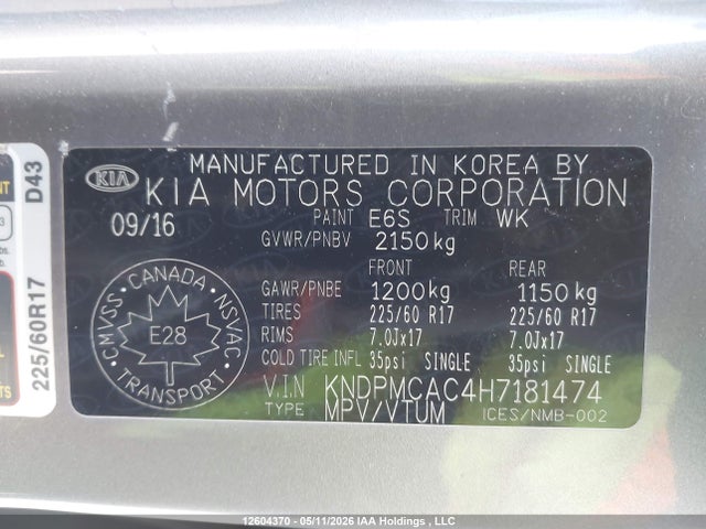 Продаж на аукціоні авто 2017 Kia Sportage Lx, vin: KNDPMCAC4H7181474, номер лоту: 12604370