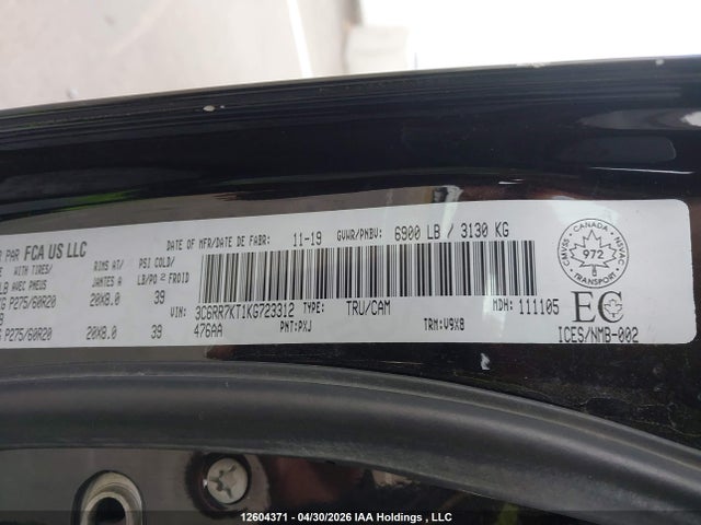 3C6RR7KT1KG723312 RAM 1500 Classic Tradesman