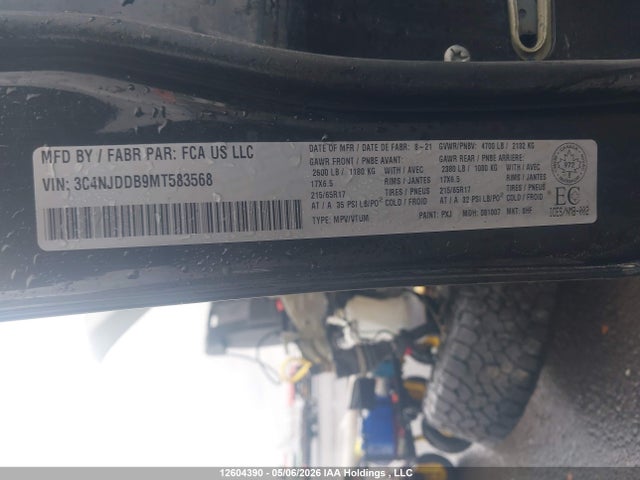 12604390 :رقم المزاد ، 3C4NJDDB9MT583568 vin ، 2021 Jeep Compass Trailhawk مزاد بيع