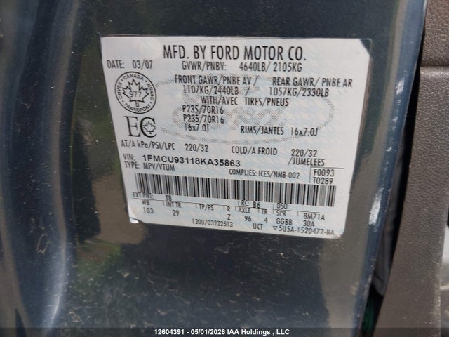 Aukcja sprzedaży 2012 Ford Escape Xlt, vin: 1FMCU9DG6CKA39757, numer aukcji: 12604391