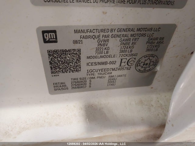 1GCUYEED7MZ405762 Chevrolet Silverado 1500 Rst