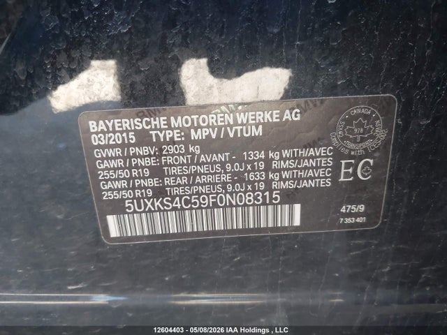 BMW X5 Xdrive35d 2015 5UXKS4C59F0N08315 Image 9