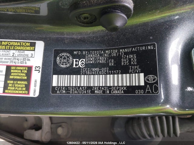 Продаж на аукціоні авто 2013 Toyota Corolla, vin: 2T1BU4EE6DC111172, номер лоту: 12604422