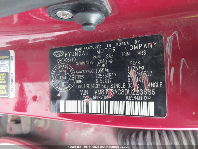 Auction sale of the 2011 Hyundai Tucson Gls, vin: KM8JU3AC8BU223686, lot number: 12604464