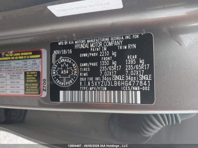 5XYZU3LB6HG477841 Hyundai Santa Fe Sport 2.4 Premium