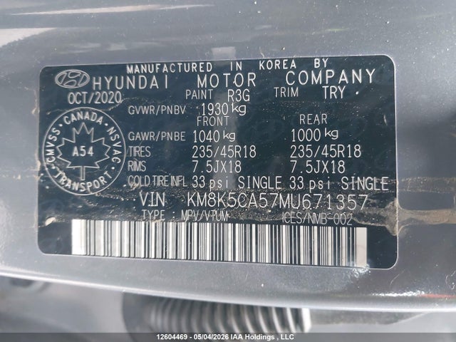 KM8K5CA57MU671357 Hyundai Kona Ultimate Awd