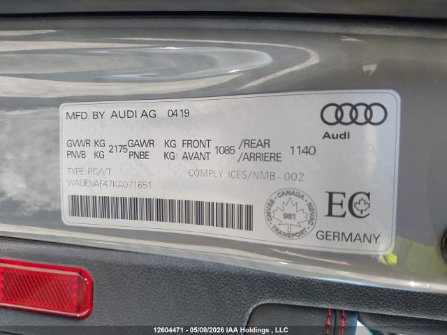 WAUENAF47KA071651 Audi A4 Premium Plus
