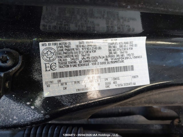 Продажа на аукционе авто 2012 Ford Focus Se, vin: 1FAHP3K28CL158903, номер лота: 12604472