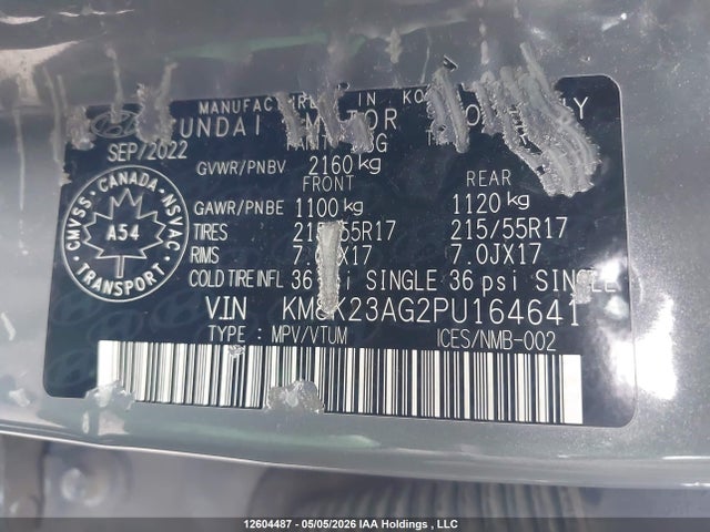 2023 Hyundai Kona Electric Preferred მანქანა იყიდება აუქციონზე, vin: KM8K23AG2PU164641, აუქციონის ნომერი: 12604487