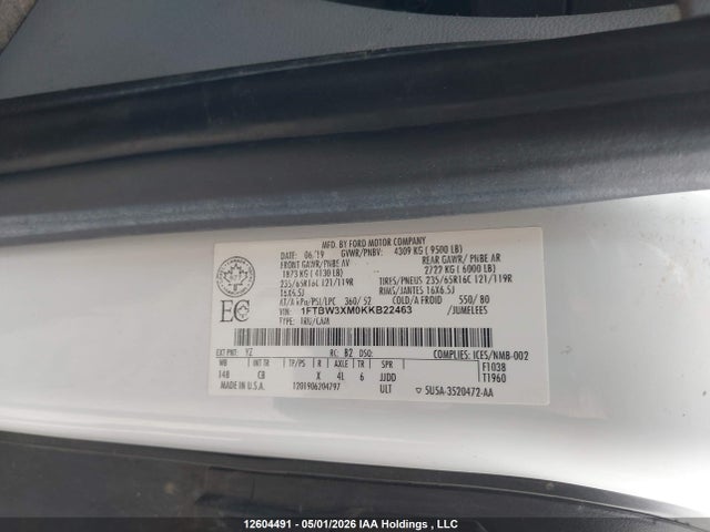 1FTBW3XM0KKB22463 Ford Transit T-350