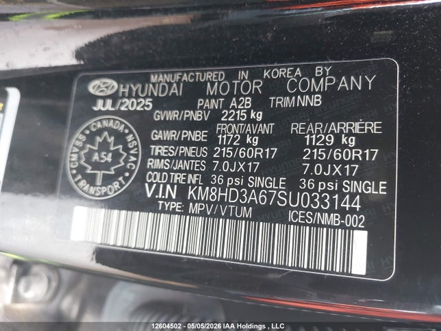 Продажа на аукционе авто 2025 Hyundai Kona Electric Preferred With Trend Package, vin: KM8HD3A67SU033144, номер лота: 12604502