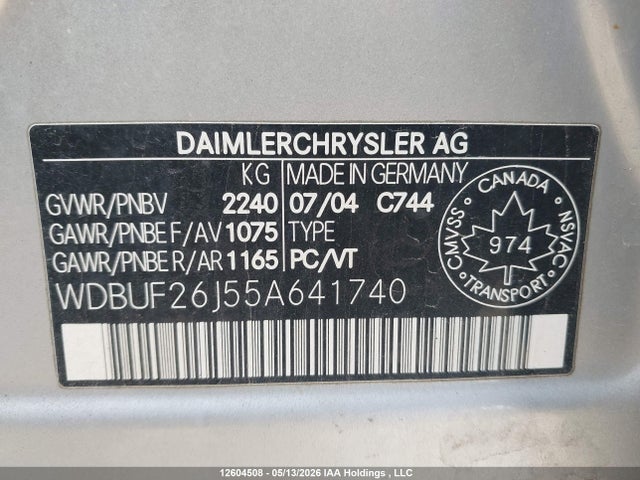 2005 Mercedes-benz E 320 Cdi მანქანა იყიდება აუქციონზე, vin: WDBUF26J55A641740, აუქციონის ნომერი: 12604508