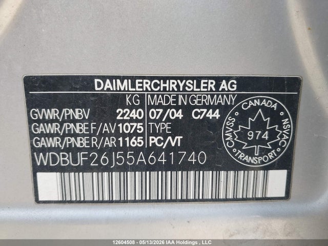 2005 Mercedes-benz E 320 Cdi მანქანა იყიდება აუქციონზე, vin: WDBUF26J55A641740, აუქციონის ნომერი: 12604508