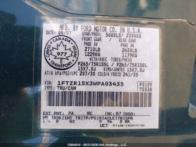 Aukcja sprzedaży 1998 Ford Ranger Splash/xl/xlt, vin: 1FTZR15X3WPA03435, numer aukcji: 12604510