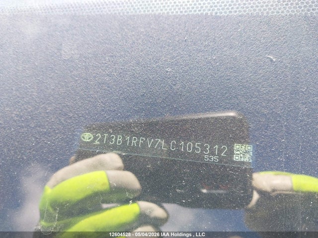 12604528 :رقم المزاد ، 2T3B1RFV7LC105312 vin ، 2020 Toyota Rav4 Le مزاد بيع