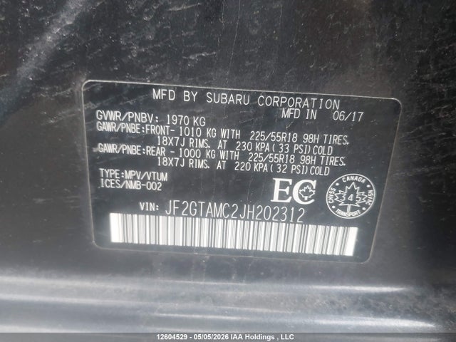JF2GTAMC2JH202312 Subaru Crosstrek Limited