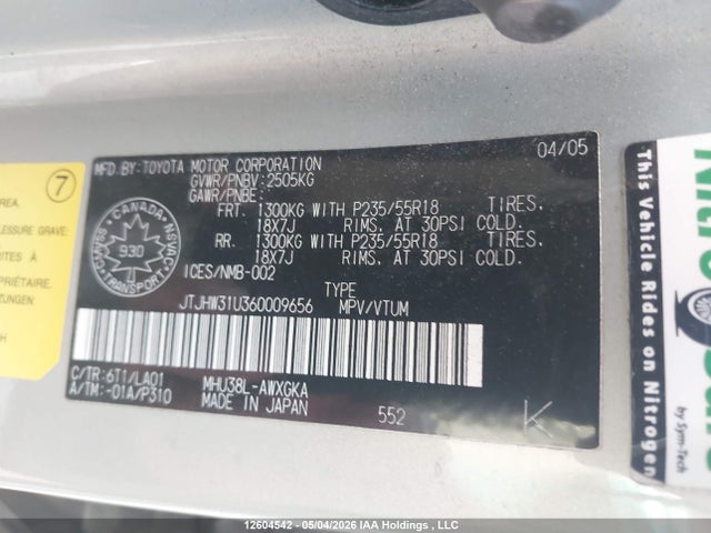 Aukcja sprzedaży 2006 Lexus Rx 400h, vin: JTJHW31U360009656, numer aukcji: 12604542