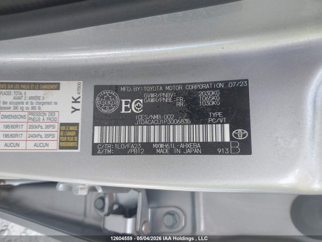 Продаж на аукціоні авто 2023 Toyota Prius Prime Se/xse/xse Premium, vin: JTDACACU1P3006835, номер лоту: 12604559