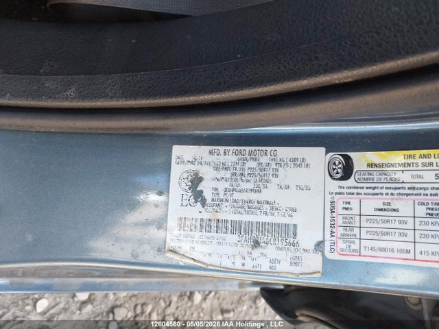 12604560 :رقم المزاد ، 3FAHP0JA6CR195666 vin ، 2012 Ford Fusion Sel مزاد بيع