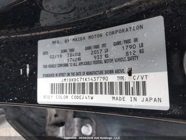 Aukcja sprzedaży 2019 Mazda Cx-3 Gs, vin: JM1DKDC71K1437790, numer aukcji: 12604569
