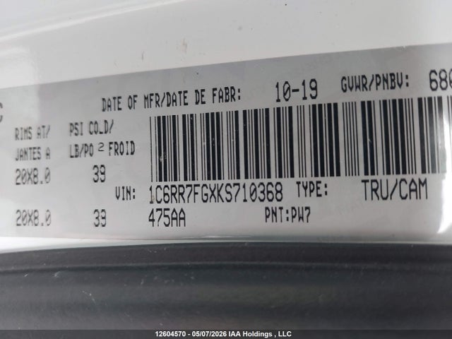 1C6RR7FGXKS710368 RAM 1500 Classic St