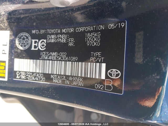 JTNK4RBE5K3061089 Toyota Corolla