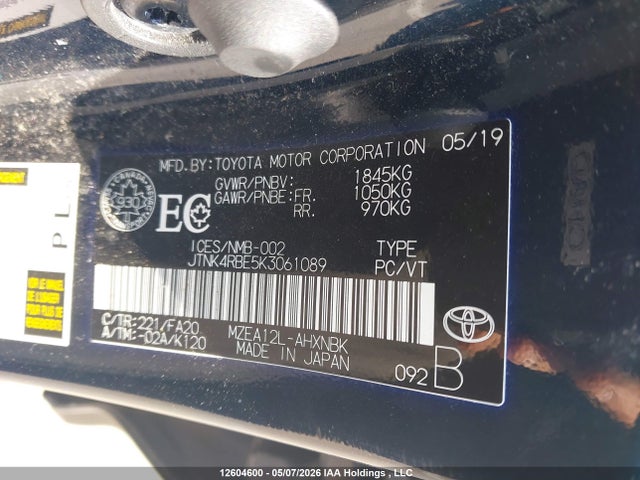 JTNK4RBE5K3061089 Toyota Corolla
