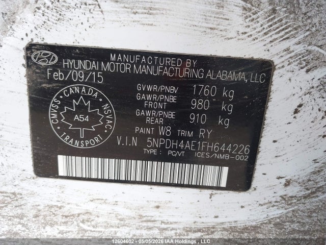 Aukcja sprzedaży 2015 Hyundai Elantra Se/sport/limited, vin: 5NPDH4AE1FH644226, numer aukcji: 12604602