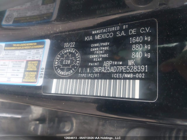 3KPA25AD7PE528391 KIA Rio Lx Premium/lx+