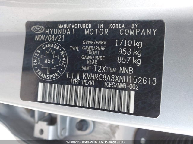 Aukcja sprzedaży 2022 Hyundai Venue Sel/limited, vin: KMHRC8A3XNU152613, numer aukcji: 12604615