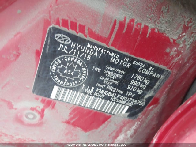 KMHD84LF4KU738750 Hyundai Elantra Preferred