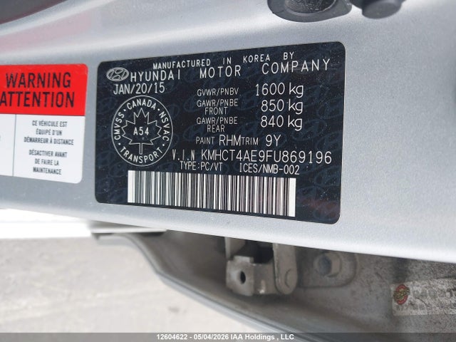 KMHCT4AE9FU869196 Hyundai Accent