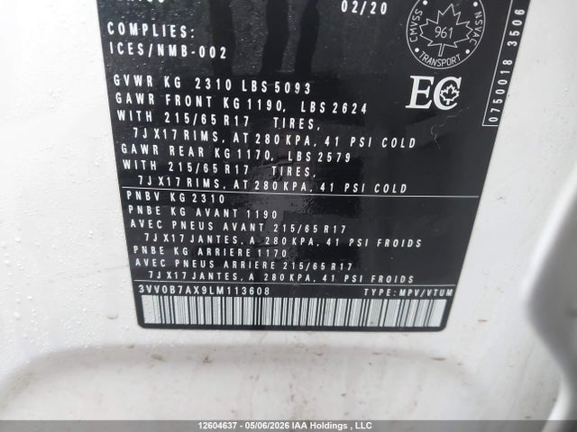 3VV0B7AX9LM113608 Volkswagen Tiguan Trendline