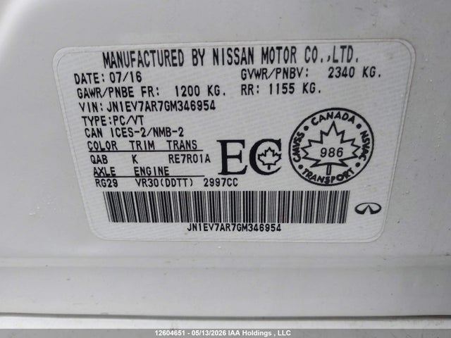 Продажа на аукционе авто 2016 Infiniti Q50 Premium/sport, vin: JN1EV7AR7GM346954, номер лота: 12604651