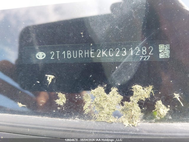 12604678 :رقم المزاد ، 2T1BURHE2KC231282 vin ، 2019 Toyota Corolla Le مزاد بيع