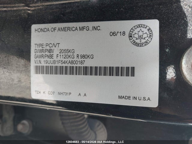19UUB1F54KA800187 Acura Tlx Technology