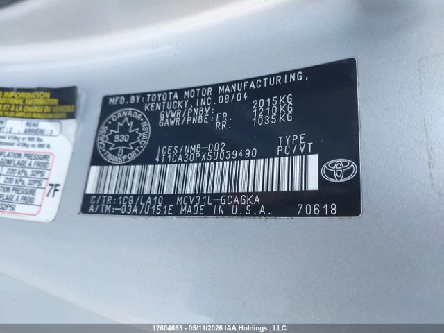 Aukcja sprzedaży 2005 Toyota Camry Solara Se/sle, vin: 4T1CA30PX5U039490, numer aukcji: 12604693
