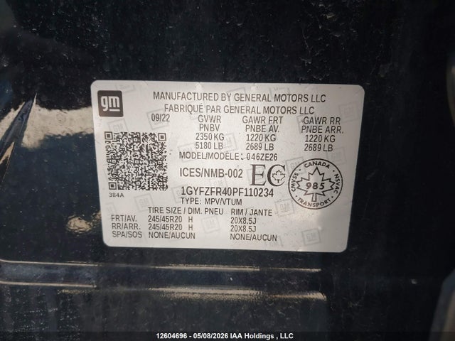 2023 Cadillac Xt4 Sport მანქანა იყიდება აუქციონზე, vin: 1GYFZFR40PF110234, აუქციონის ნომერი: 12604696