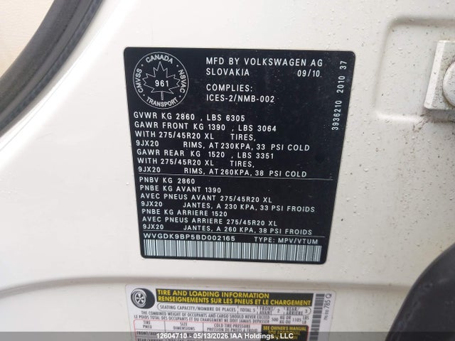 Aukcja sprzedaży 2011 Volkswagen Touareg 3.0 Tdi Comfortline/3.0 Tdi Execline/3.0 Tdi Highline, vin: WVGDK9BP5BD002165, numer aukcji: 12604710