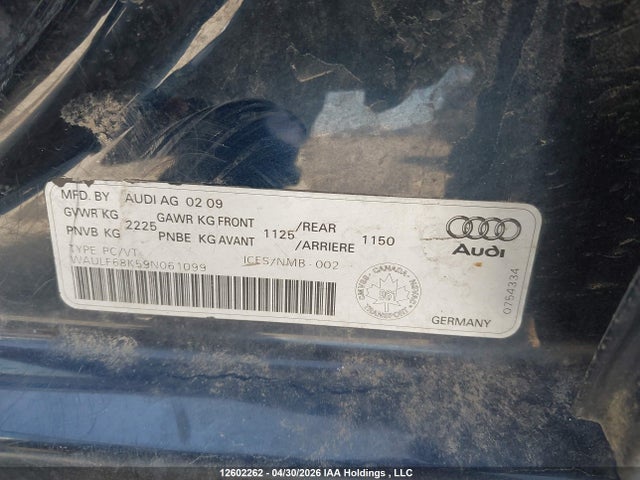 Aukcja sprzedaży 2009 Audi A4 2.0t Standard, vin: WAULF68K59N061099, numer aukcji: 12602262