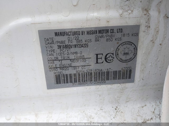 3N1AB8DV1NY234229 Nissan SENTRA SR