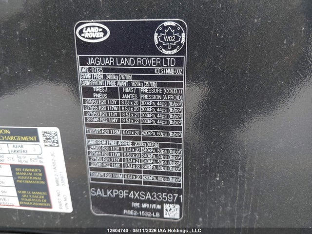 Aukcja sprzedaży 2025 Land Rover Range Rover P550e Se Swb, vin: SALKP9F4XSA335971, numer aukcji: 12604740